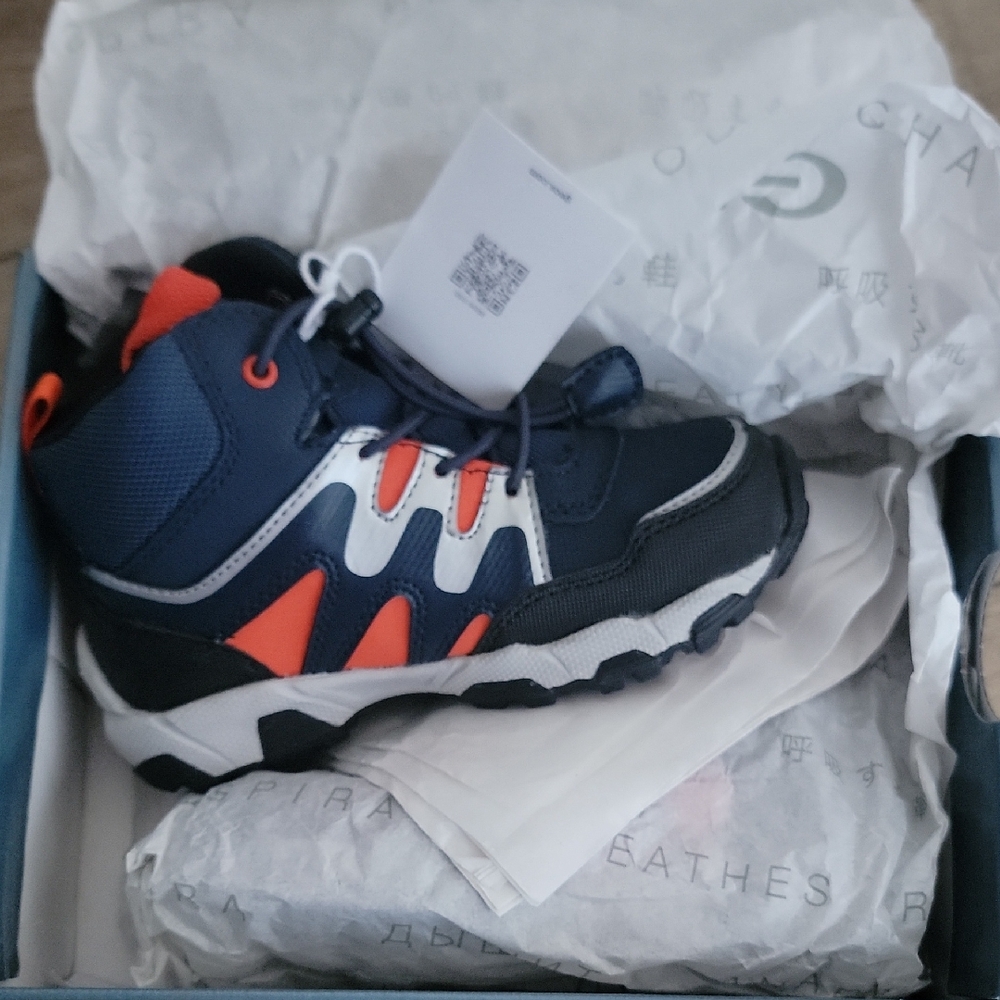 Geox Navy and Orange Kids High-Top Sneakers